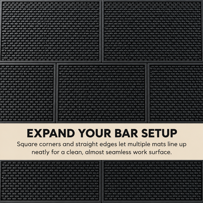 Several bar mats lined up side by side to expand a bar setup
