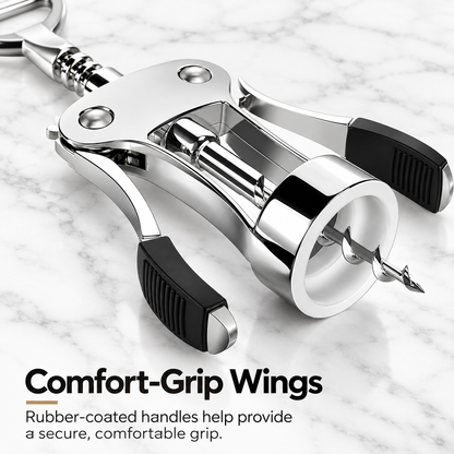 Close up of the rubber coated comfort grip wings and spiral screw