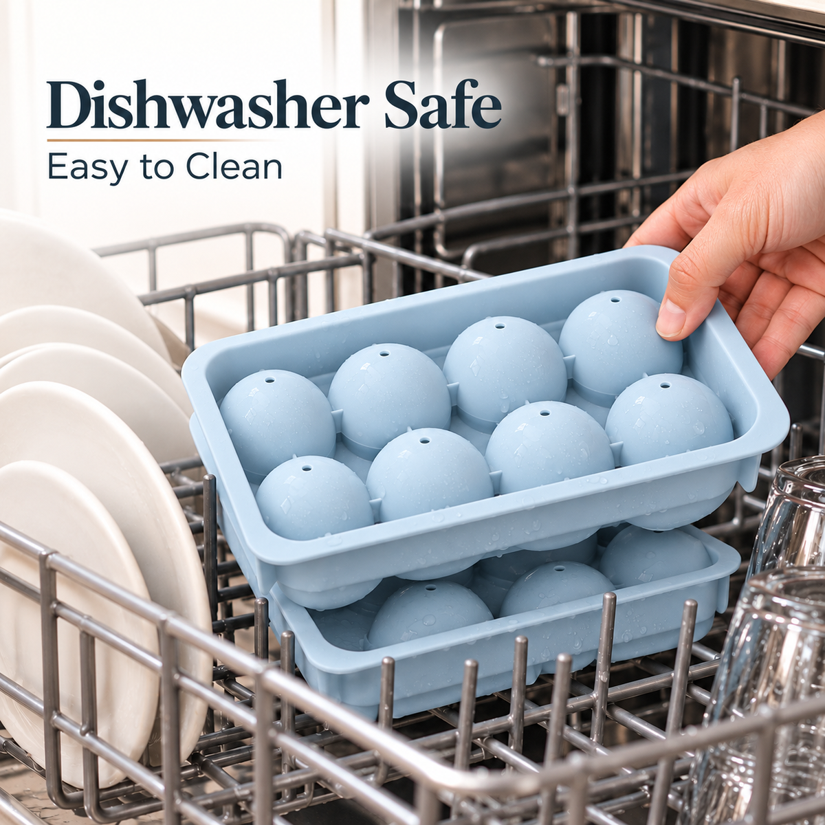 Dishwasher safe ice ball mold trays