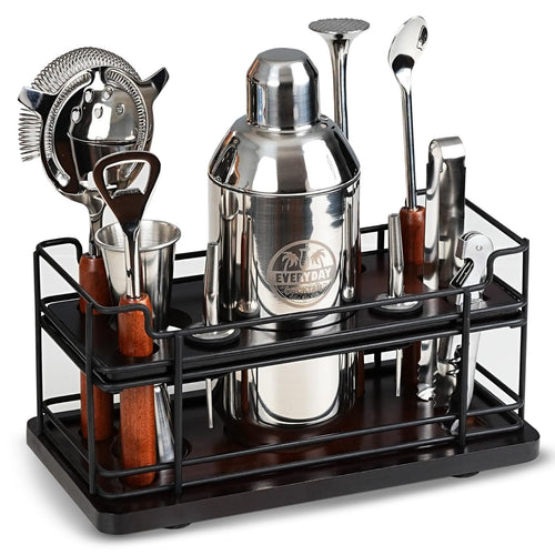 Luxury 10-Piece Bartender Kit with Wooden Stand