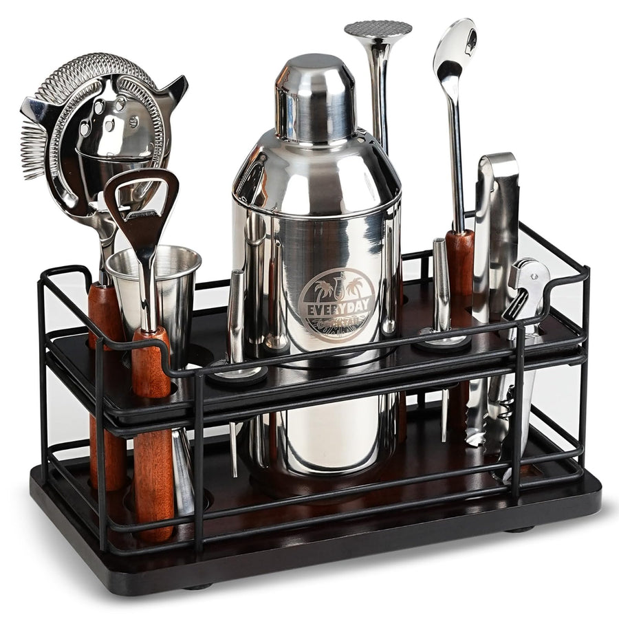 Luxury Bartender Kit – 10-Piece Cocktail Shaker Set with Wooden Stand