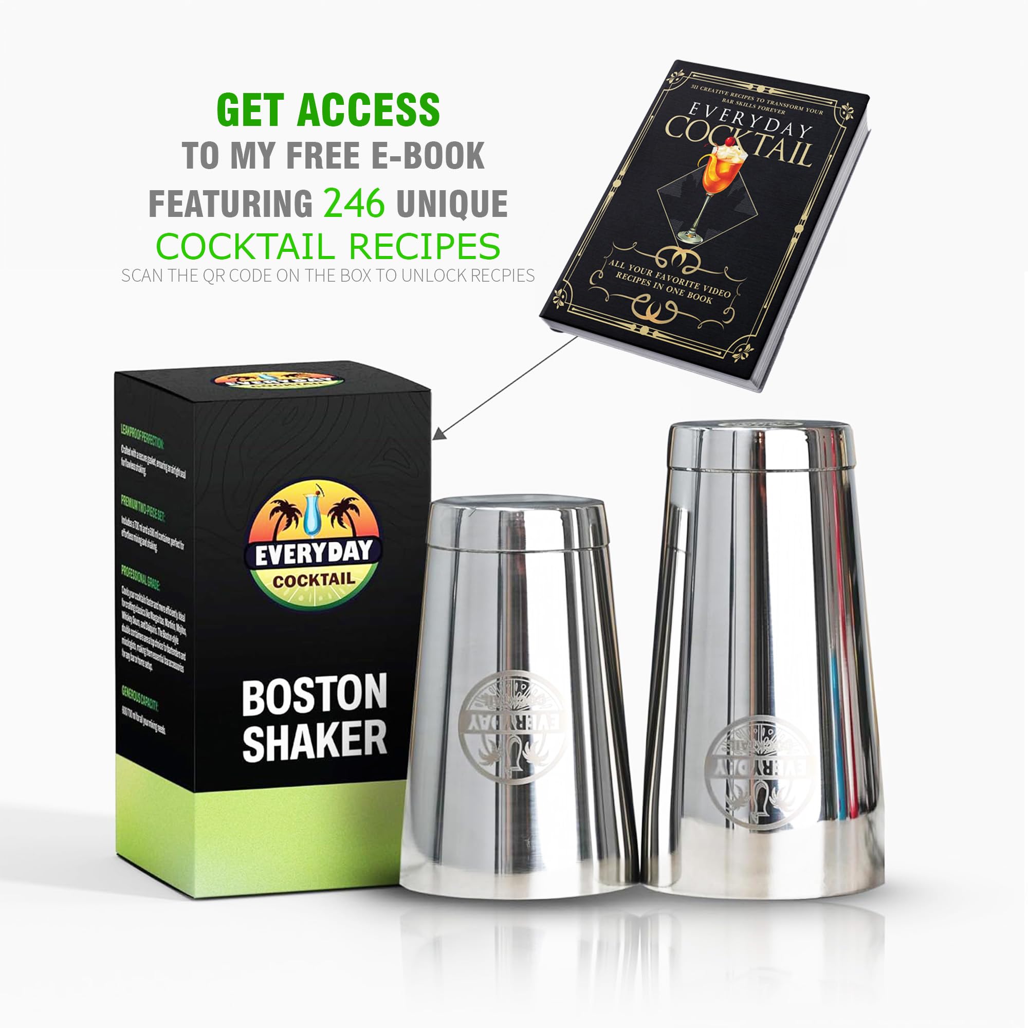 Professional Boston Shaker Set – 18 oz Premium Stainless Steel