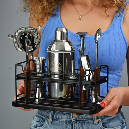 Luxury Bartender Kit – 10-Piece High-Quality Cocktail Shaker Set with Stand