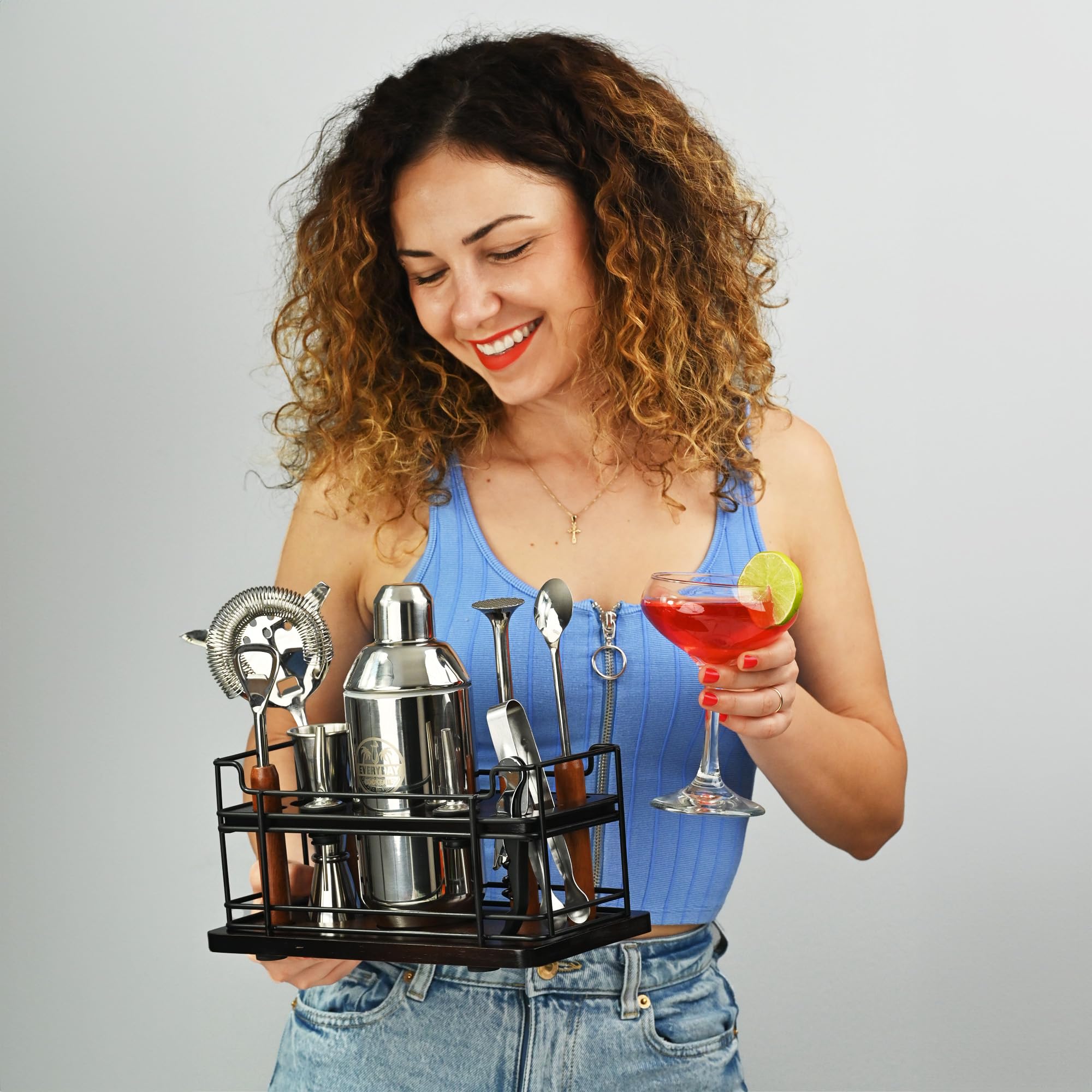 Luxury Bartender Kit – 10-Piece High-Quality Cocktail Shaker Set with Stand