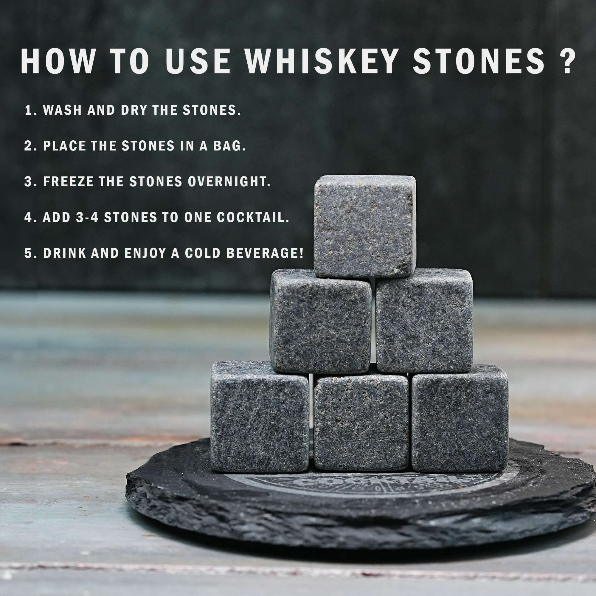 Whiskey Glass Set – 2 Rocks Glasses with Chilling Stones & Coasters in Elegant Wooden Box