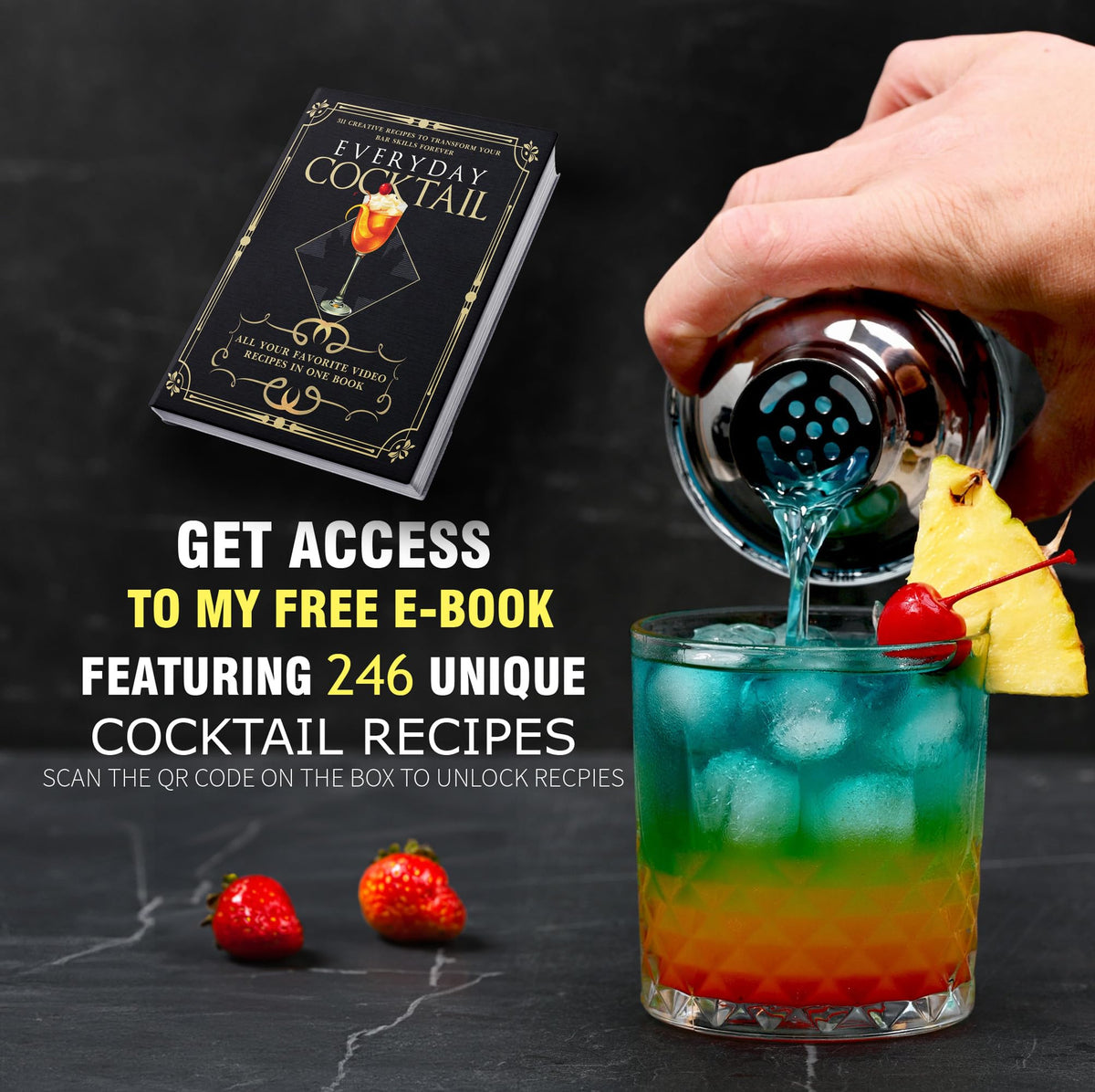 Glass Cocktail Shaker 14 oz – Built-in Recipes & oz/ml Measurements - Everyday Cocktail