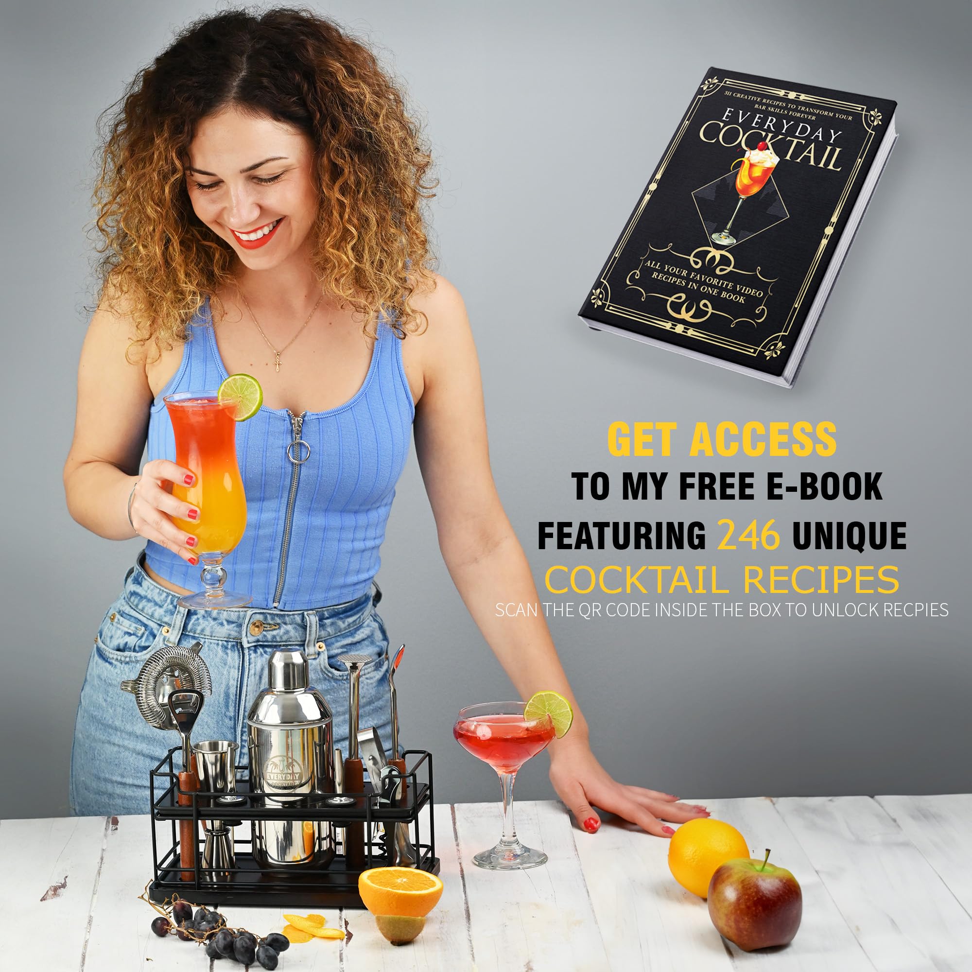 Luxury Bartender Kit – 10-Piece High-Quality Cocktail Shaker Set with Stand