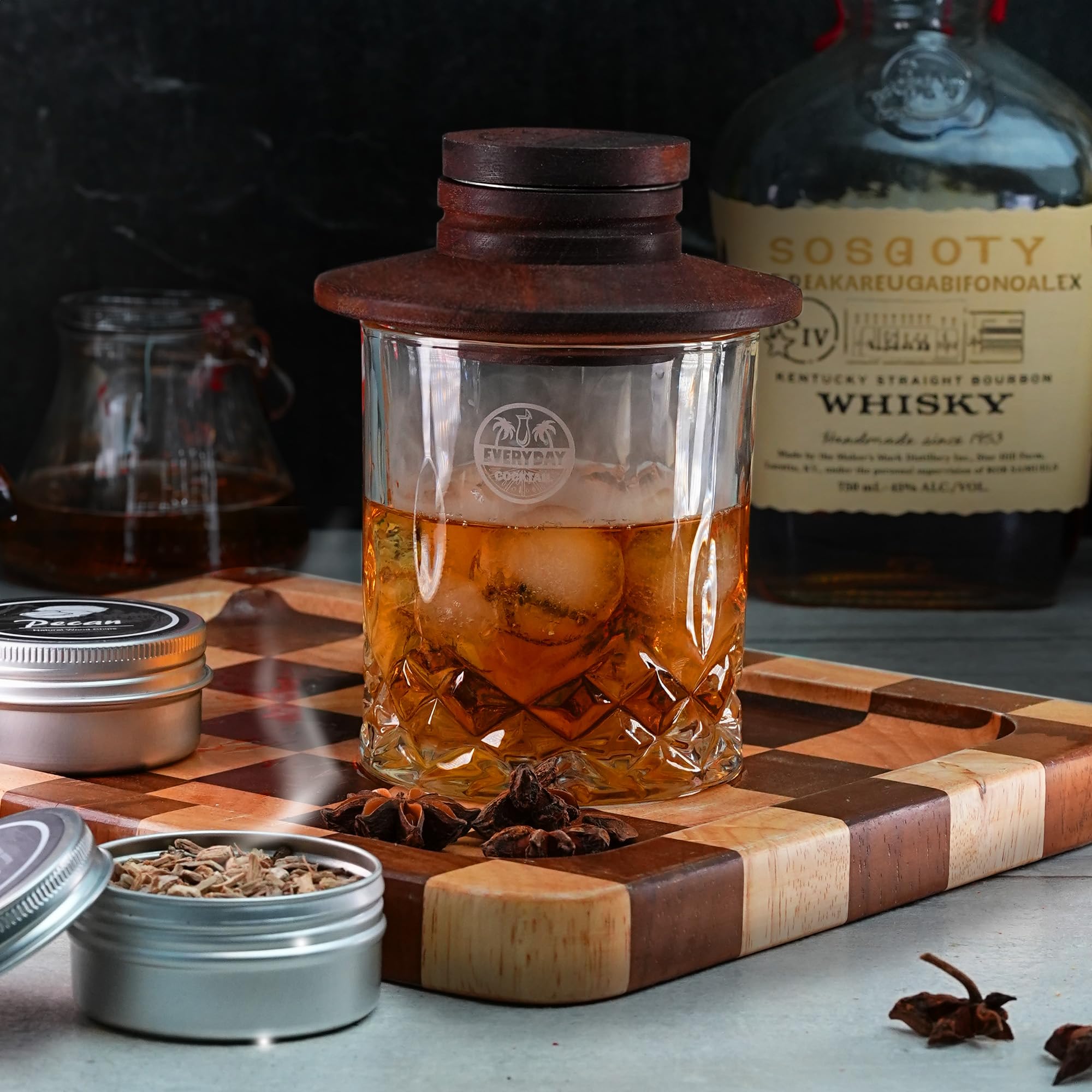 Whiskey Smoker Kit with Torch – 4 Wood Chips & Wooden Box