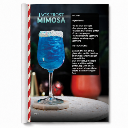 Jack Frost Mimosa recipe page from the Top 40 Christmas Cocktails book 