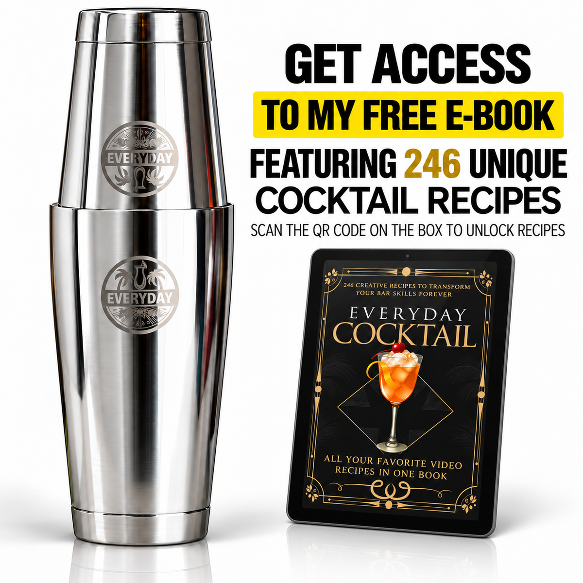 Free Everyday Cocktail e-book featuring 246 unique cocktail recipes
