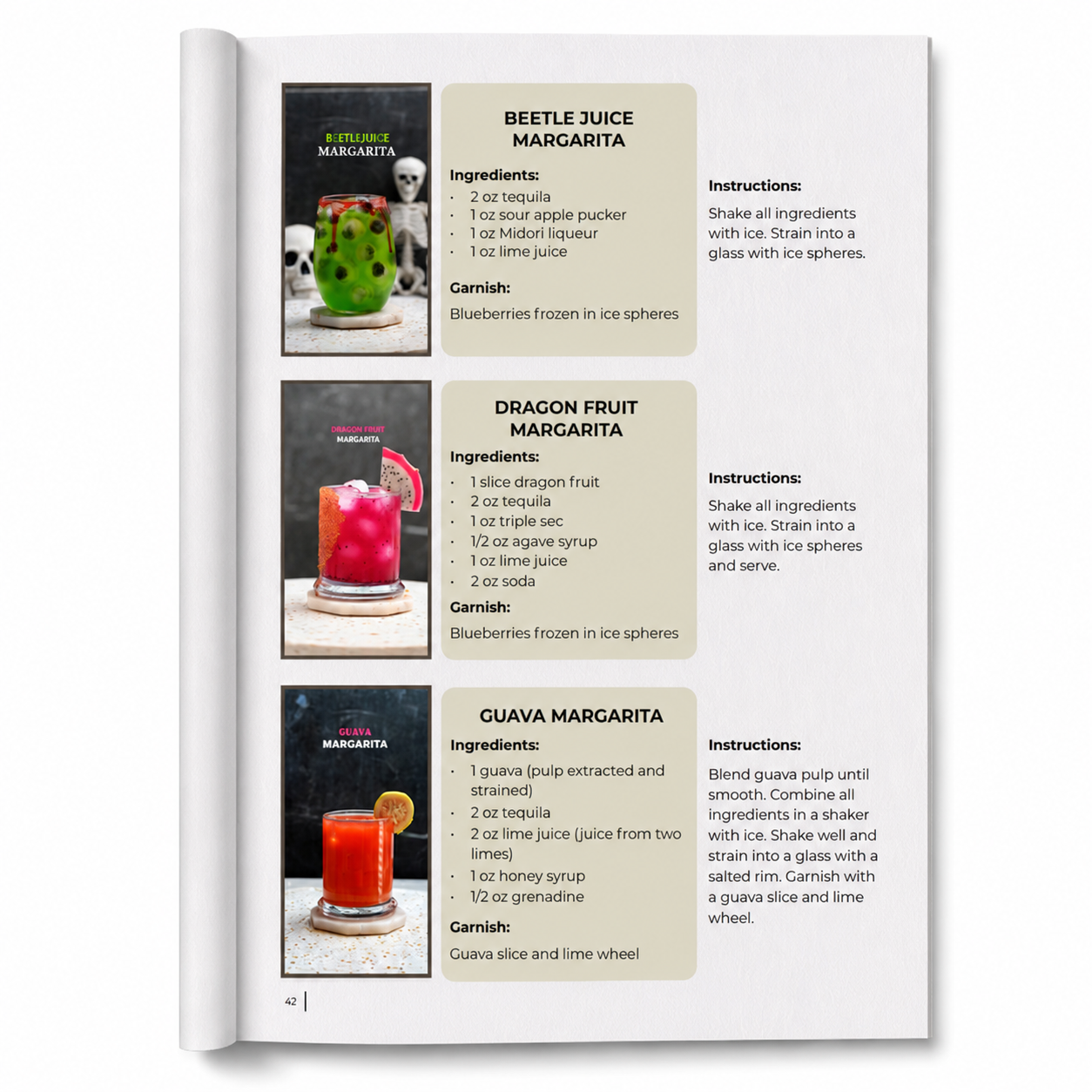 246 Viral Cocktail Recipes paperback, second recipe page with cocktail photos 