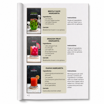246 Viral Cocktail Recipes paperback, second recipe page with cocktail photos 